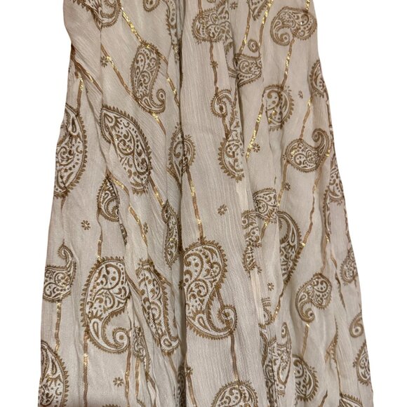 Boho-Chic Halter Dress Beige Paisley Print Lightweight Festival Resort Wear NWT - Picture 4 of 11